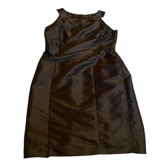 Jacob Little Black Dress-Yoke Neckline-Zip Back-Matte Satin Look-Size 9/10 - Picture 7 of 10